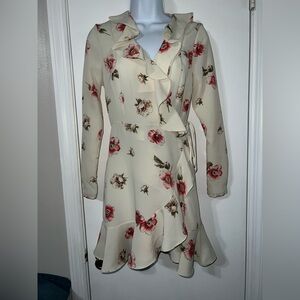 Free People Cream Flower print wrap dress xs